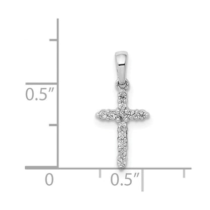 14K Weißgold Kreuzanhänger mit poliertem Echt-Diamant