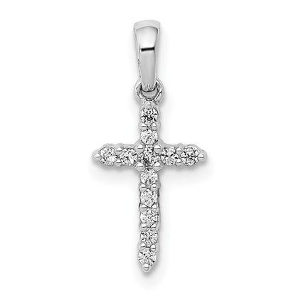 14K Weißgold Kreuzanhänger mit poliertem Echt-Diamant