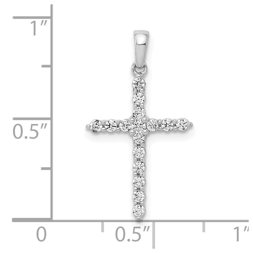 10K Weißgold 10K Poliert 1/4ct. Diamant Kreuz Anhänger