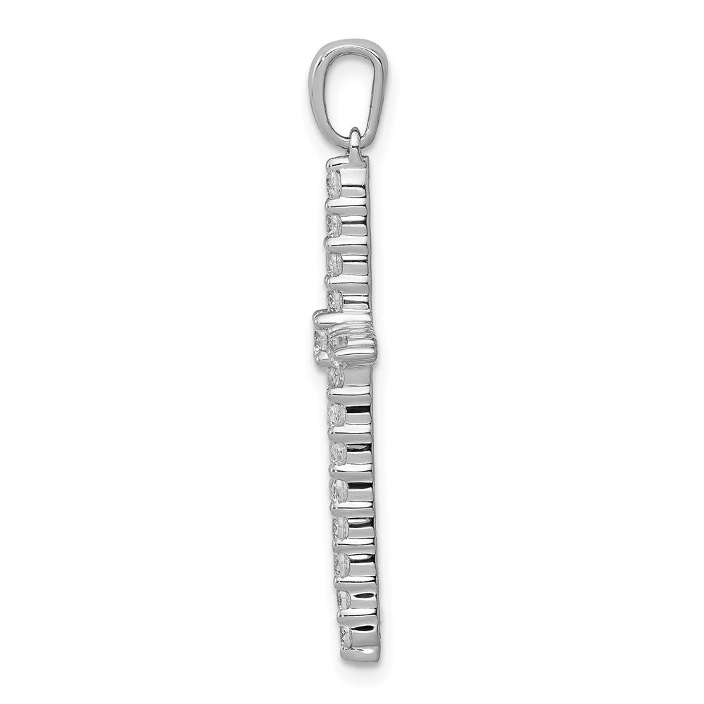 14 Karat Weißgold Polierter Kreuzanhänger mit 0,5 ct. echten Diamanten