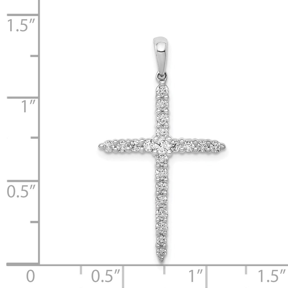 14 Karat Weißgold Polierter Kreuzanhänger mit 0,5 ct. echten Diamanten