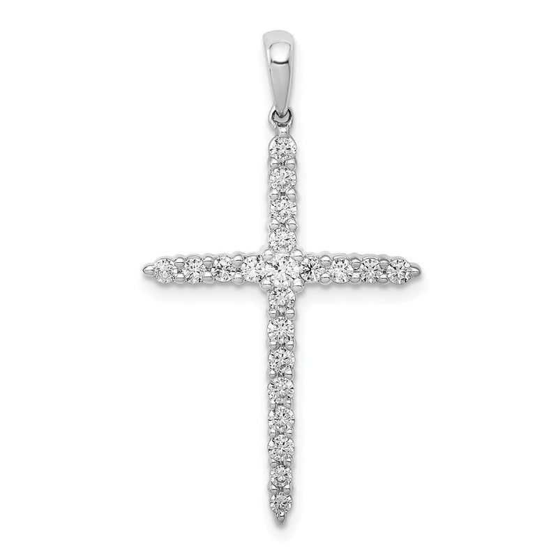 14K Weißgold Kreuzanhänger mit 0,5 ct. im Labor gezüchteten Diamanten VS/SI+ G+