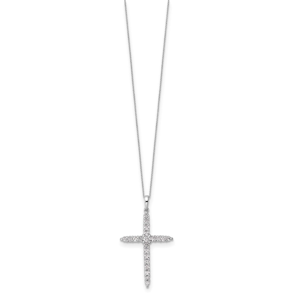 14K Weißgold Kreuzanhänger-Halskette mit 1 ct. im Labor gezüchtetem Diamanten VS/SI+ G+, 18 Zoll