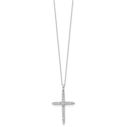 14K Weißgold Kreuzanhänger-Halskette mit 1 ct. im Labor gezüchtetem Diamanten VS/SI+ G+, 18 Zoll