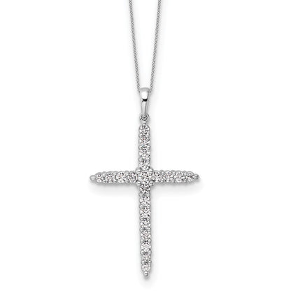 14K Weißgold Kreuzanhänger-Halskette mit 1 ct. im Labor gezüchtetem Diamanten VS/SI+ G+, 18 Zoll