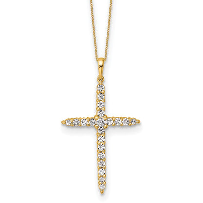14K Gelbgold 1 ct. im Labor gezüchteter Diamant VS/SI+ G+ 18 Zoll Kreuzanhänger-Halskette