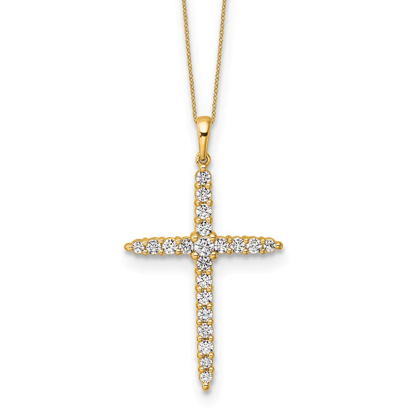 14K Gelbgold 1 ct. im Labor gezüchteter Diamant VS/SI+ G+ 18 Zoll Kreuzanhänger-Halskette