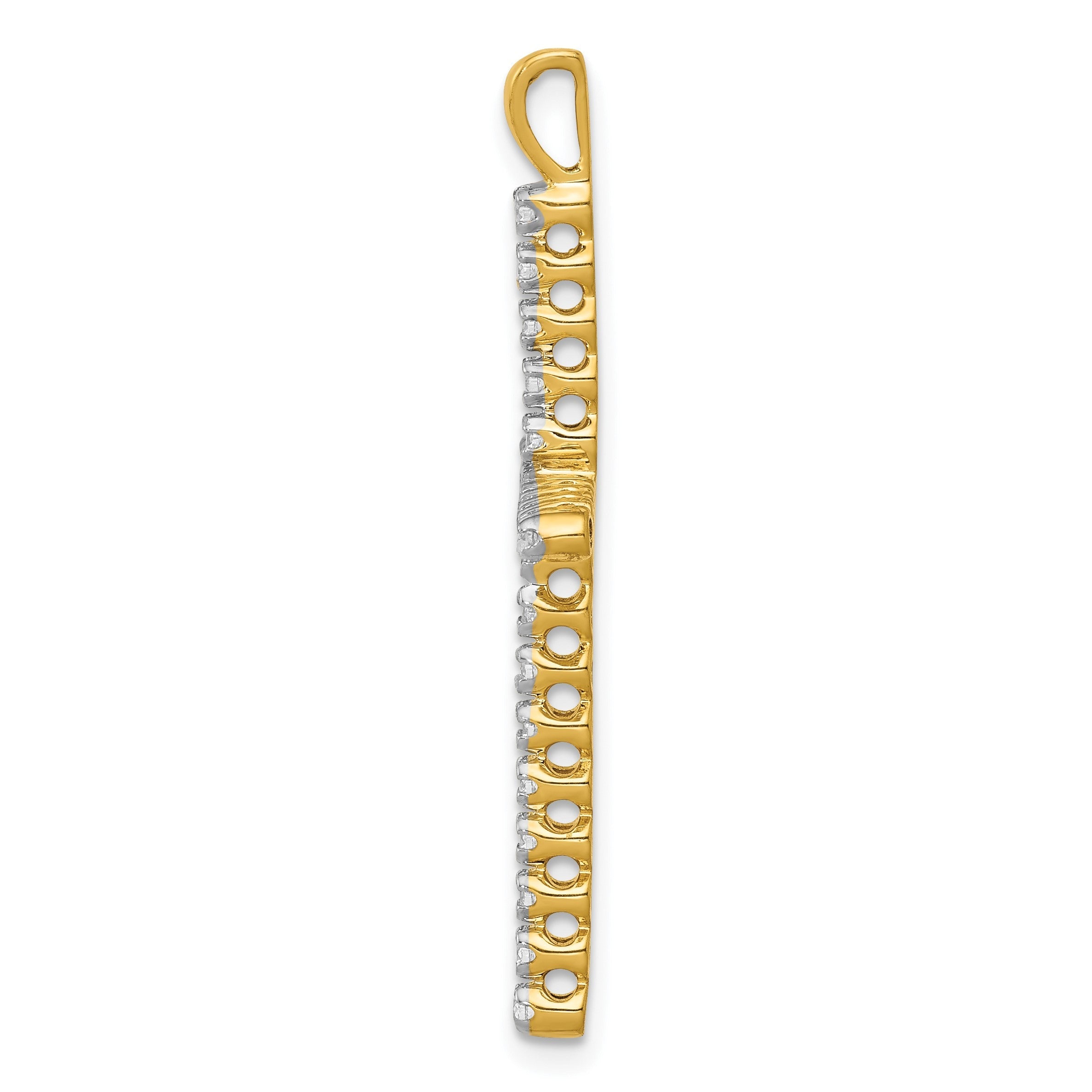 14K Gelbgold und Rhodium Kreuz-Anhänger mit 0,25 ct. echten Diamanten