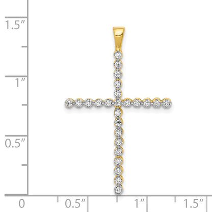 14K Gelbgold und Rhodium Kreuz-Anhänger mit 0,25 ct. echten Diamanten