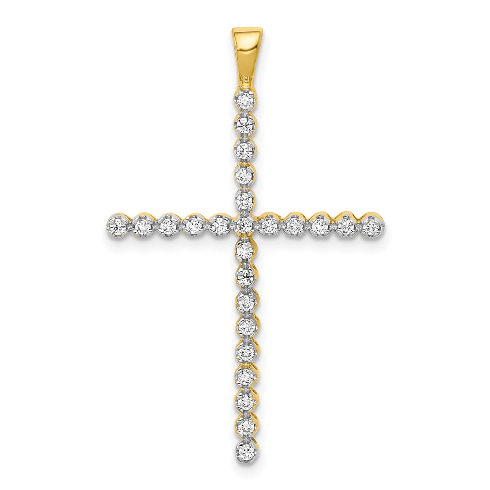 14 Karat Gelbgold & Rhodium mit Labor-Diamant VS/SI FGH Kreuz-Anhänger
