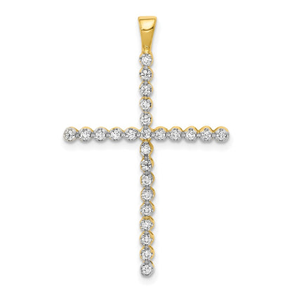 14K Gelbgold und Rhodium Kreuz-Anhänger mit 0,25 ct. echten Diamanten
