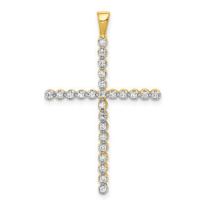 14K Gelbgold und Rhodium Kreuz-Anhänger mit 0,25 ct. echten Diamanten