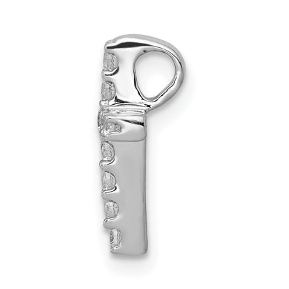 10K Weißgold 10K 1/5ct. Diamant Lateinisch Kreuz Kette Anhänger