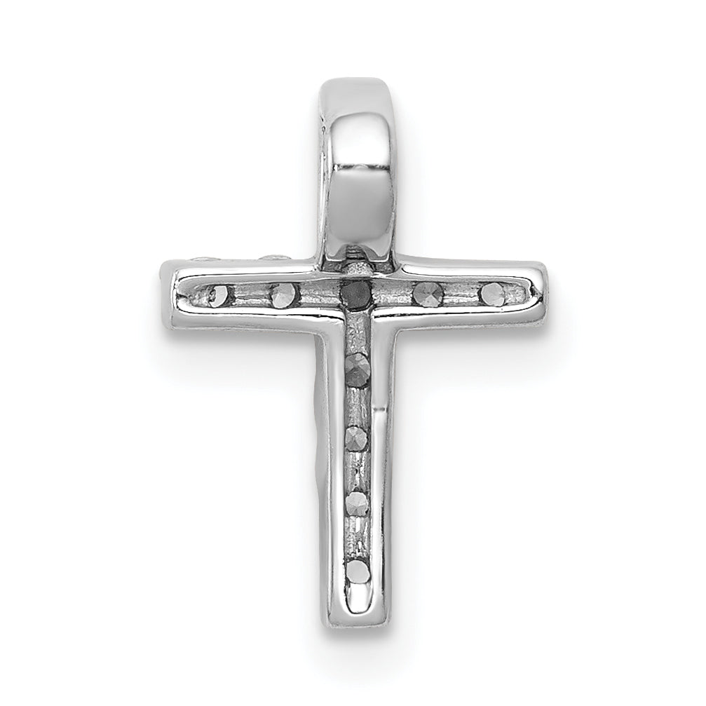 10K Weißgold 10K 1/5ct. Diamant Lateinisch Kreuz Kette Anhänger