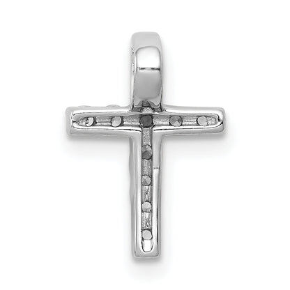 10K Weißgold 10K 1/5ct. Diamant Lateinisch Kreuz Kette Anhänger