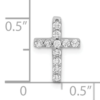 10K Weißgold 10K 1/5ct. Diamant Lateinisch Kreuz Kette Anhänger