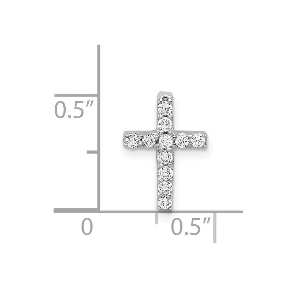 14K Weißgold 1/5ct. Echt Diamant Lateinisch Kreuz Kette Anhänger