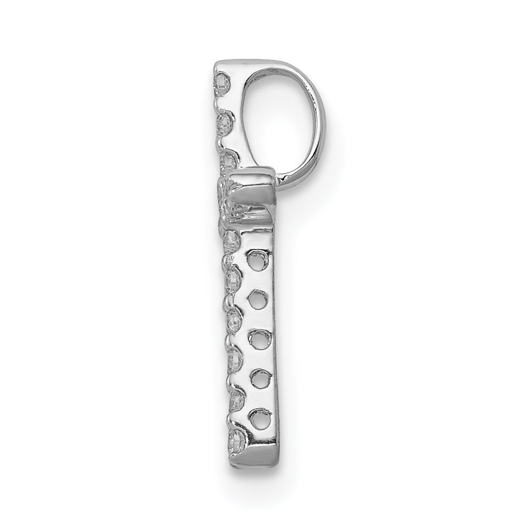 14K Weißgold 0,125 ct. Laborgezüchteter Diamant VS/SI+ G+ Kreuz-Ketten-Gleitanhänger