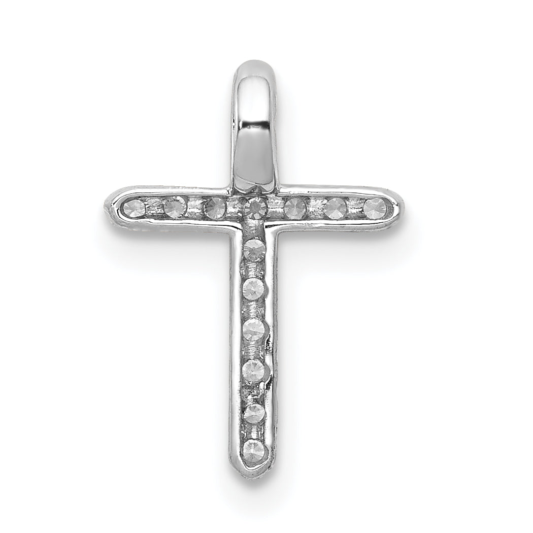 14K Weißgold 0,125 ct. Laborgezüchteter Diamant VS/SI+ G+ Kreuz-Ketten-Gleitanhänger