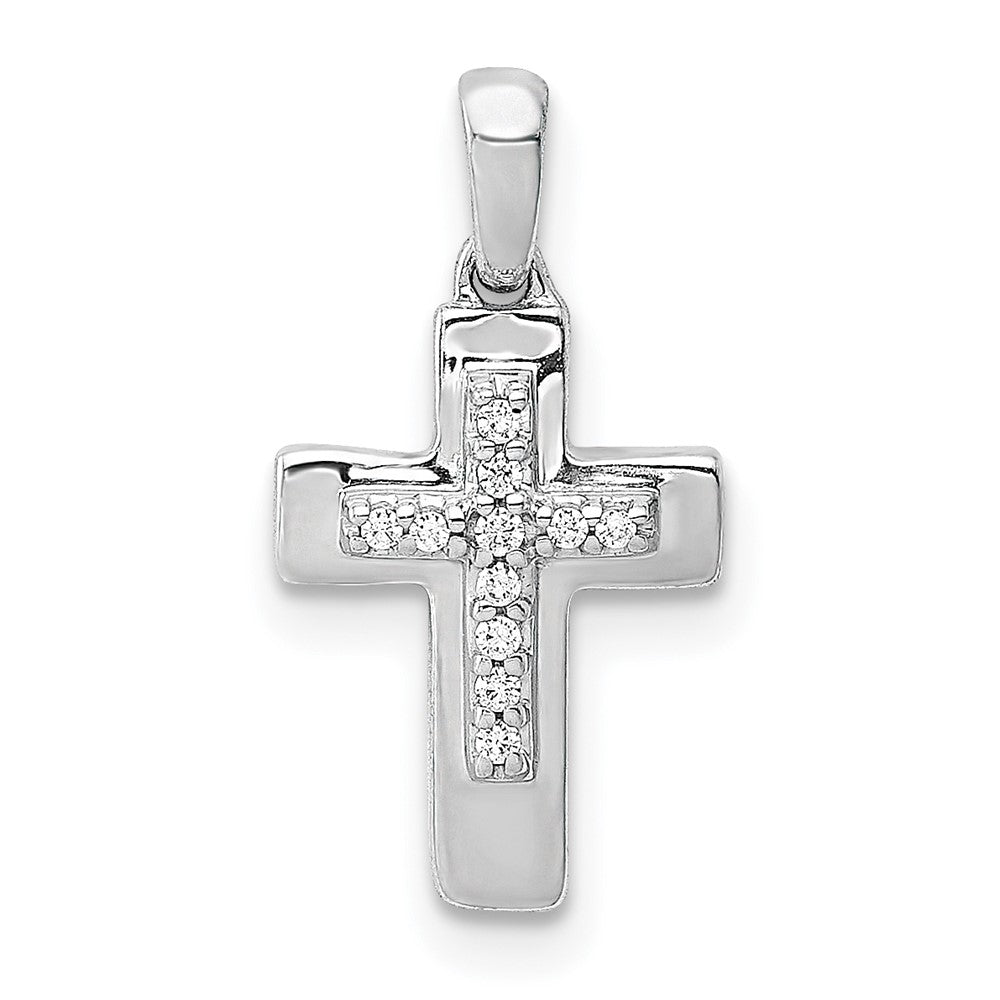 14K Weißgold Kreuzanhänger mit echten Diamanten