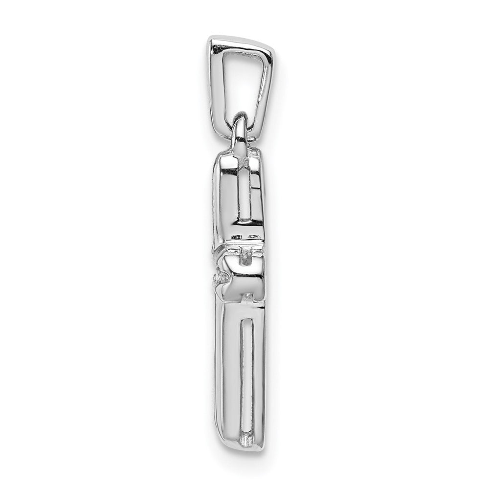 14K Weißgold Lateinisches Kreuz Anhänger mit 0,17 ct. echtem Diamant
