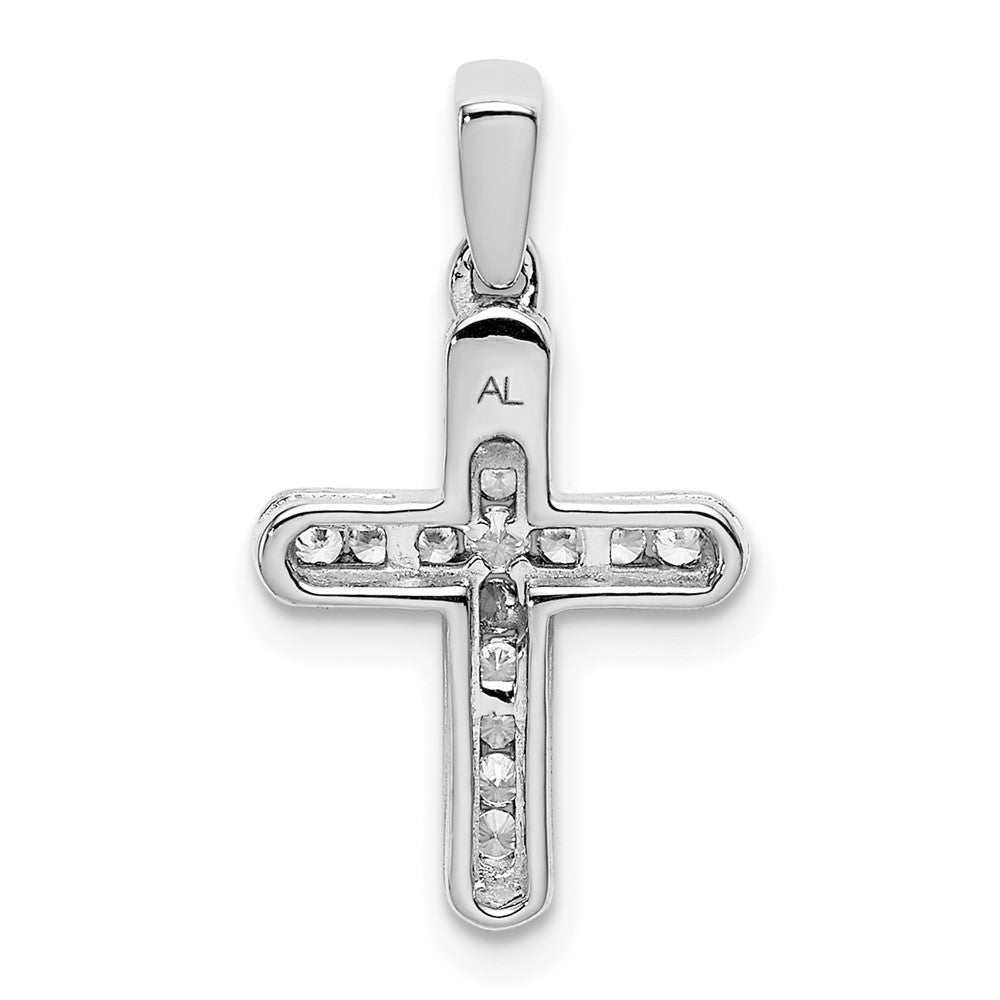 14K Weißgold Lateinisches Kreuz Anhänger mit 0,17 ct. echtem Diamant