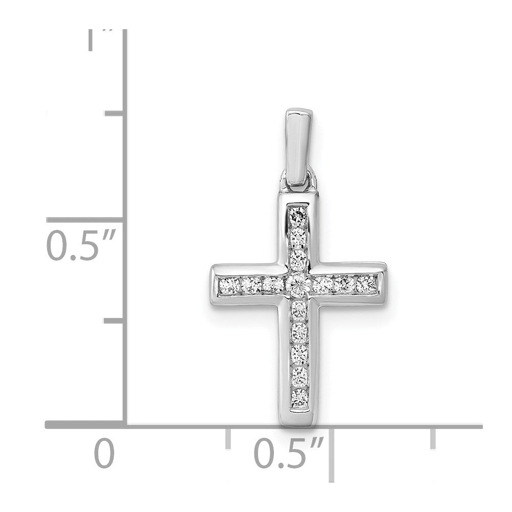 14K Weißgold Lateinisches Kreuz Anhänger mit 0,17 ct. echtem Diamant