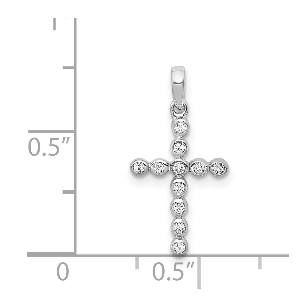 14 Karat Weißgold Kreuzanhänger mit 0,10 ct. echten Diamanten