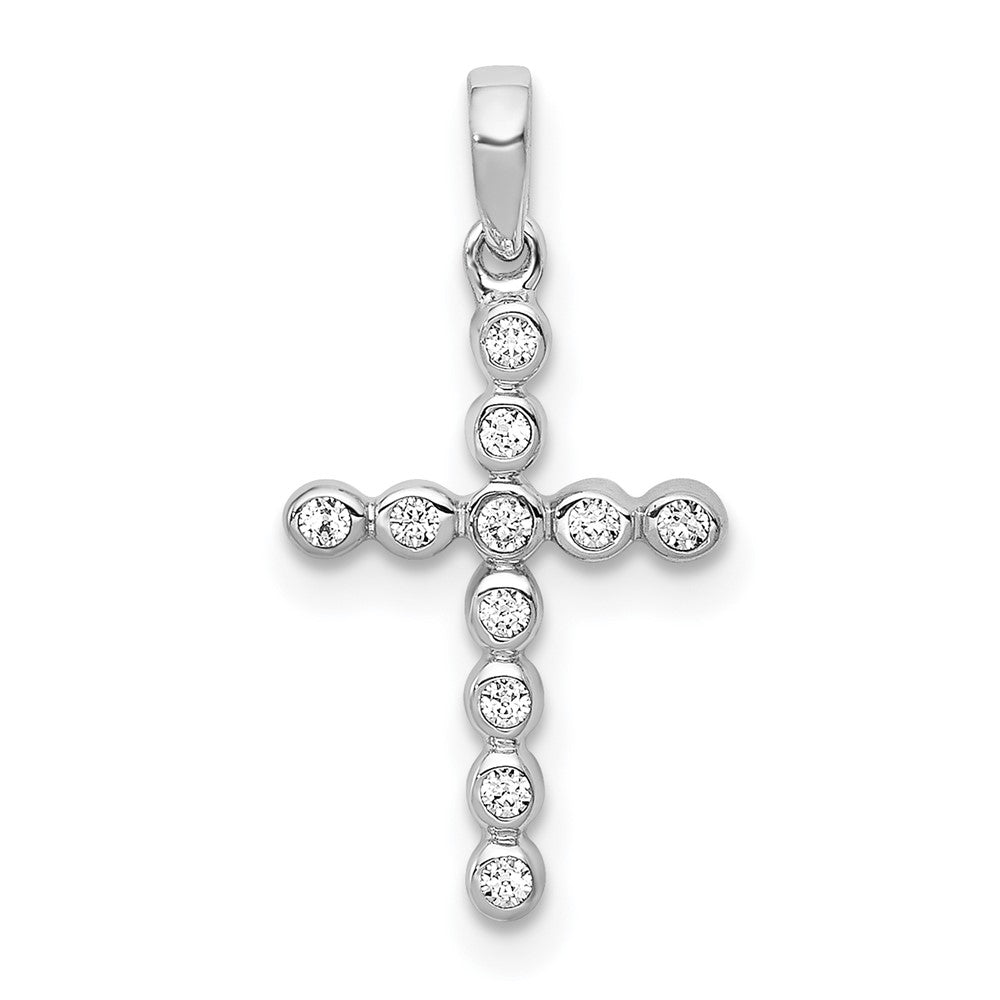 14 Karat Weißgold Kreuzanhänger mit 0,10 ct. echten Diamanten