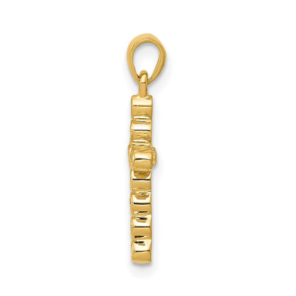 14K Gelbgold Polierter Kreuz-Anhänger mit 0,10 ct. echtem Diamant