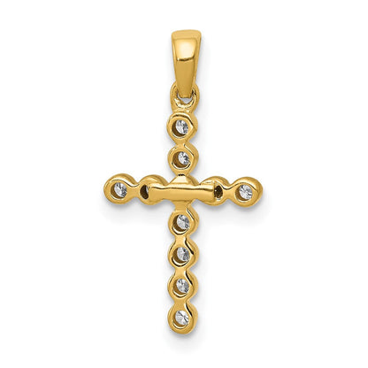 14K Gelbgold Polierter Kreuz-Anhänger mit 0,10 ct. echtem Diamant