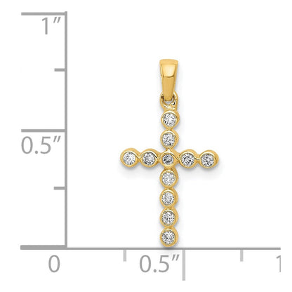 14K Gelbgold Polierter Kreuz-Anhänger mit 0,10 ct. echtem Diamant