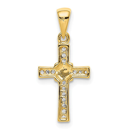 10K Gelbgold 10K 1/6ct. Diamant Lateinisch Kreuz Anhänger