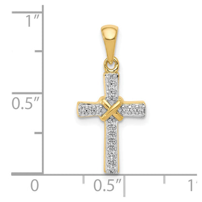 10K Gelbgold 10K 1/6ct. Diamant Lateinisch Kreuz Anhänger