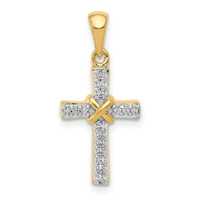 10K Gelbgold 10K 1/6ct. Diamant Lateinisch Kreuz Anhänger
