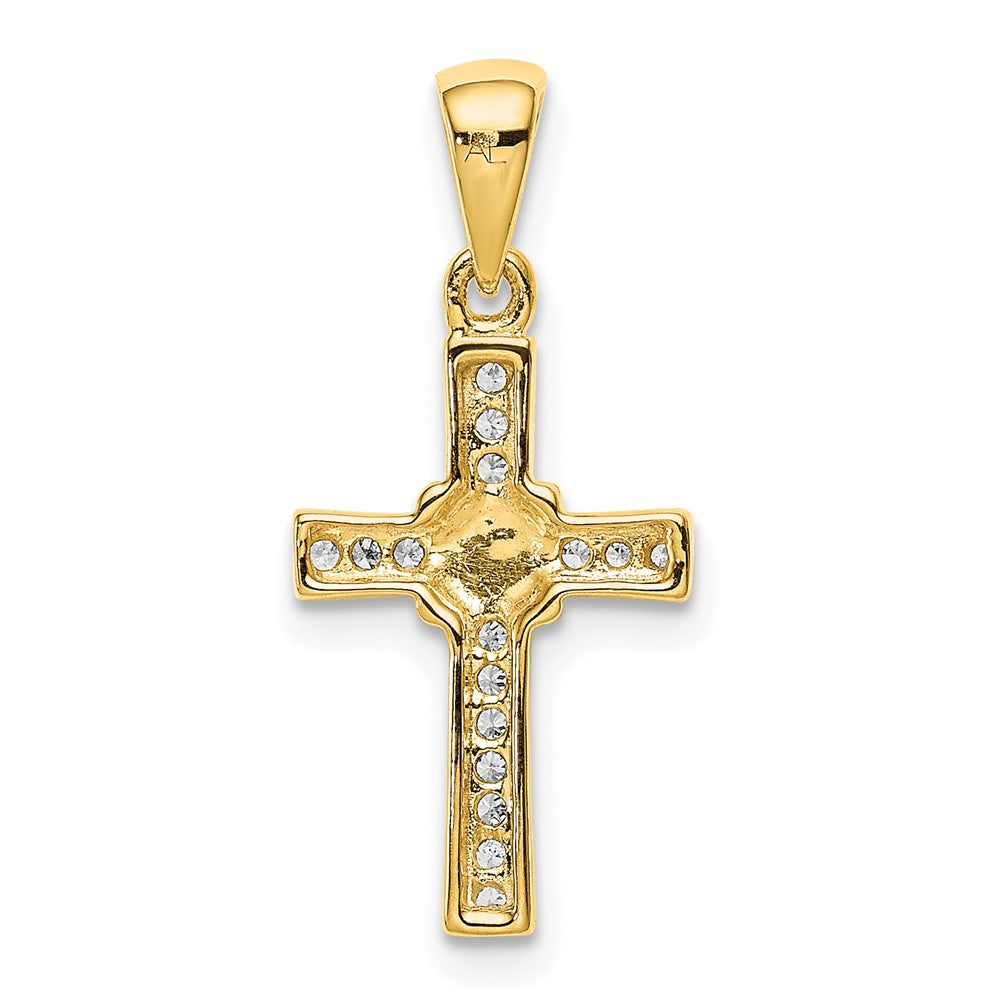 14K Gelbgold Lateinisches Kreuz Anhänger mit 0,17 ct. echtem Diamant