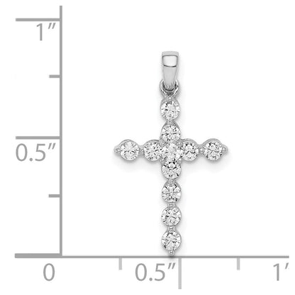 14K Weißgold Kreuzanhänger mit echten Diamanten