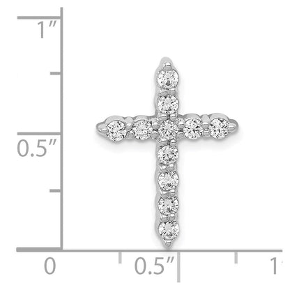14K Weißgold 1/2ct. Echt Diamant Kreuz Kette Anhänger