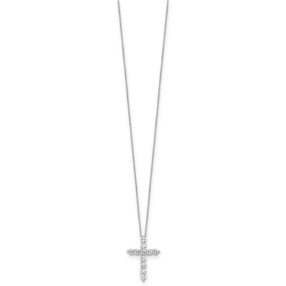 10K Weißgold 0,75 ct. Laborgezüchteter Diamant VS/SI+ G+ 18-Zoll-Kreuzanhänger-Halskette