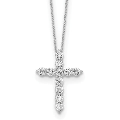 10K Weißgold 0,75 ct. Laborgezüchteter Diamant VS/SI+ G+ 18-Zoll-Kreuzanhänger-Halskette