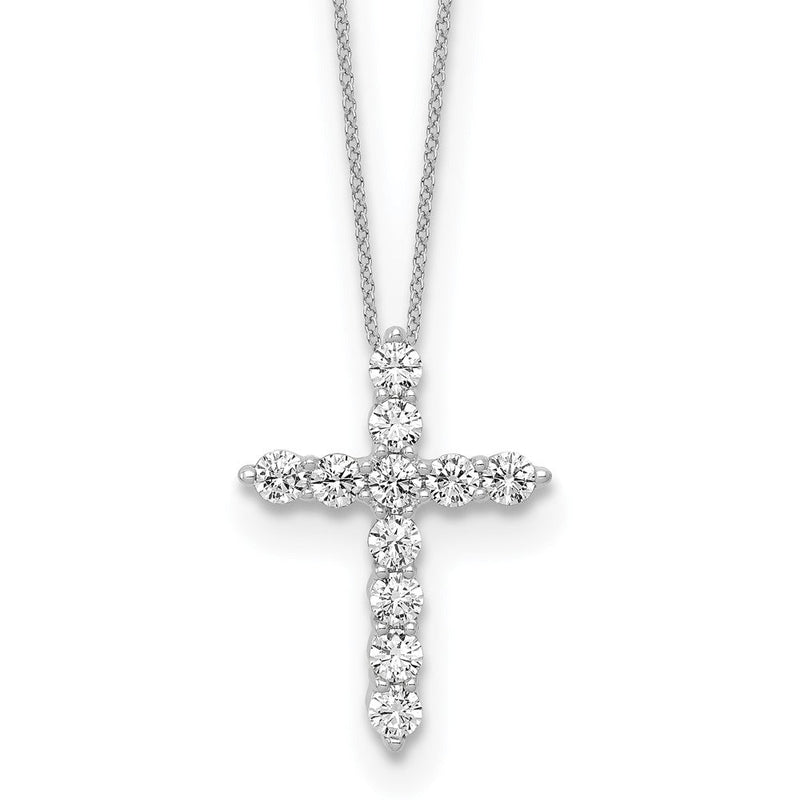 10K Weißgold 0,75 ct. Laborgezüchteter Diamant VS/SI+ G+ 18-Zoll-Kreuzanhänger-Halskette