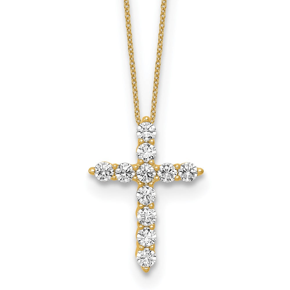 10K Gelbgold 0,75 ct. Im Labor Gezüchteter Diamant VS/SI+ G+ 18 Zoll Kreuzanhänger-Halskette