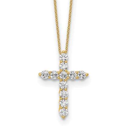 10K Gelbgold 0,75 ct. Im Labor Gezüchteter Diamant VS/SI+ G+ 18 Zoll Kreuzanhänger-Halskette
