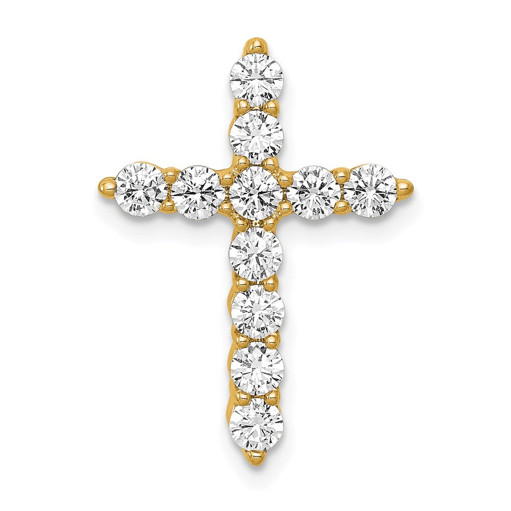 14K Gelbgold Kreuz-Ketten-Gleitanhänger mit 0,75 ct. im Labor gezüchteten Diamanten, VS/SI+ G+