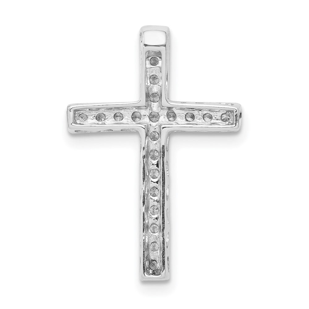 14K Weißgold Kreuz-Gleitanhänger mit echtem Diamant