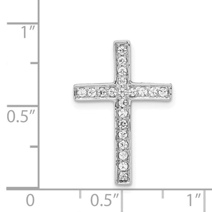 14K Weißgold Kreuz-Gleitanhänger mit echtem Diamant
