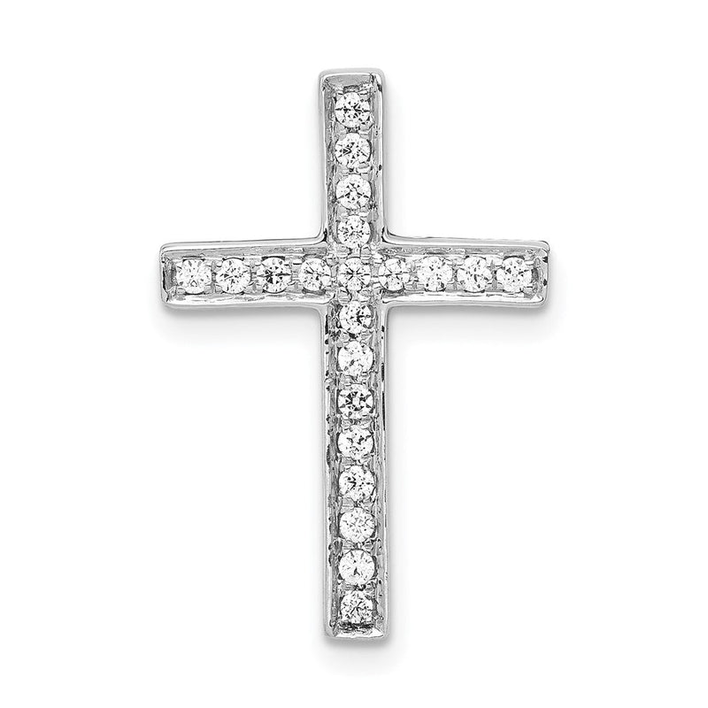 14K Weißgold Kreuz-Gleitanhänger mit echtem Diamant