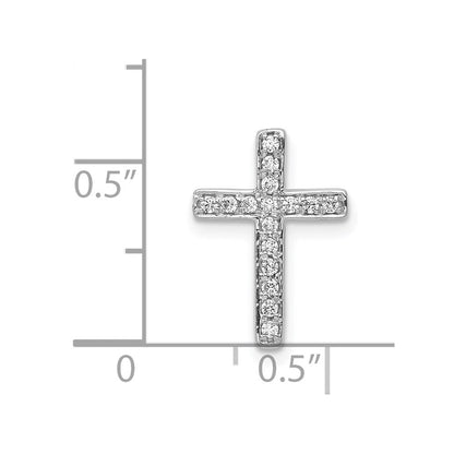 14K Weißgold 1/6ct. Echt Diamant Lateinisch Kreuz Kette Anhänger