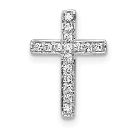 14K Weißgold 1/6ct. Echt Diamant Lateinisch Kreuz Kette Anhänger