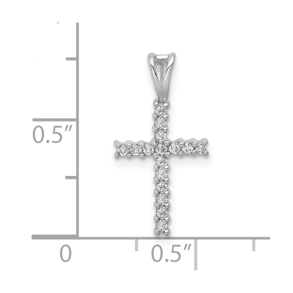 10K Weißgold 10K 1/6ct. Diamant Lateinisch Kreuz Anhänger